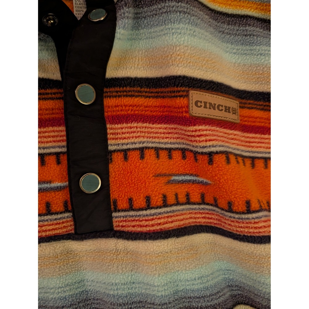 Cinch Men's Aztec Fleece Pullover Multi Color Southwestern Snap Mock Neck- S - Picture 6 of 7